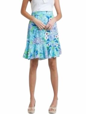 Lilly Pulitzer Pull On Abella Skirt in Worth Blue May Flowers Size XS
